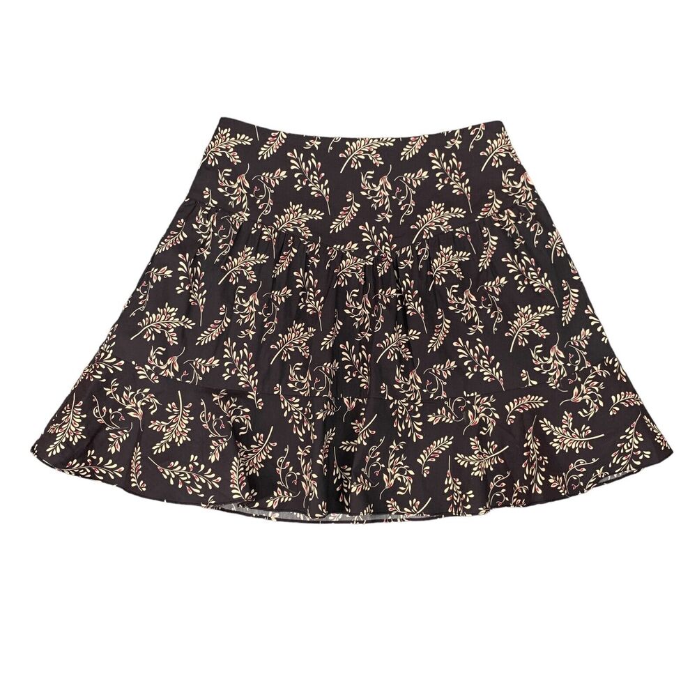 Most Of All Flare Skirt Womens 4 Deep Purple Brown Floral Back Zip A Line Pleat